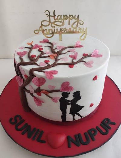 Heart Tree Romance — custom cake by Sweet Petal Cakes, Bangalore