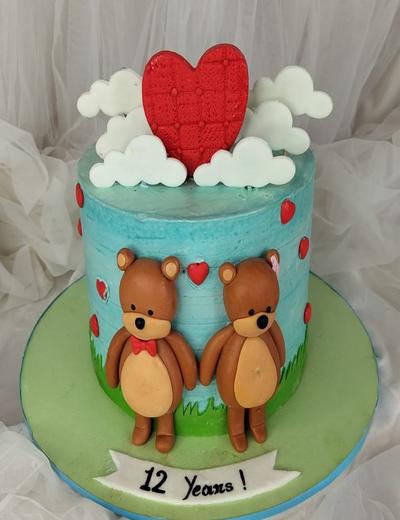 Teddy Bear Love — custom cake by Sweet Petal Cakes, Bangalore