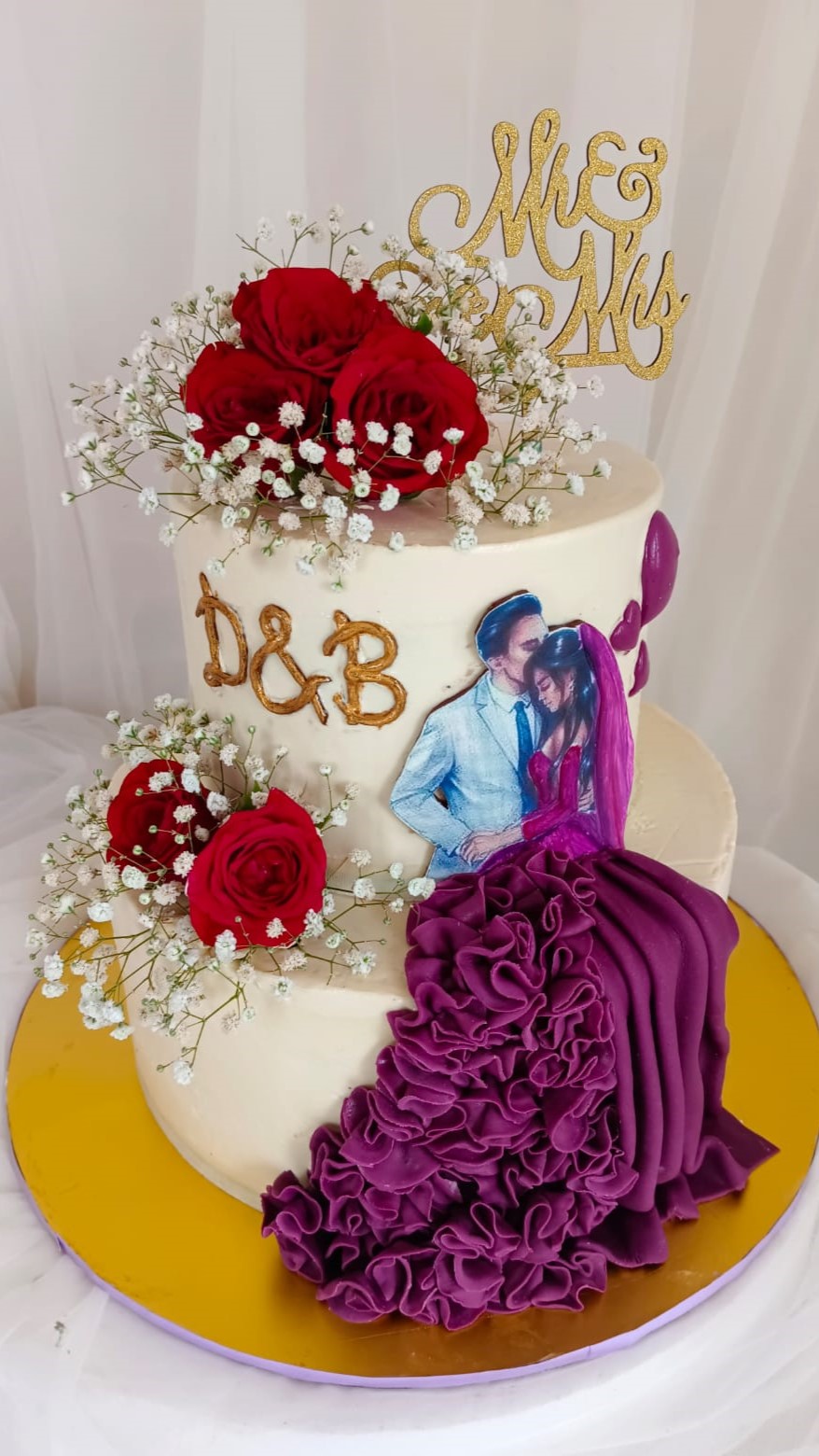 Purple Gown Elegance — custom cake by Sweet Petal Cakes, Bangalore