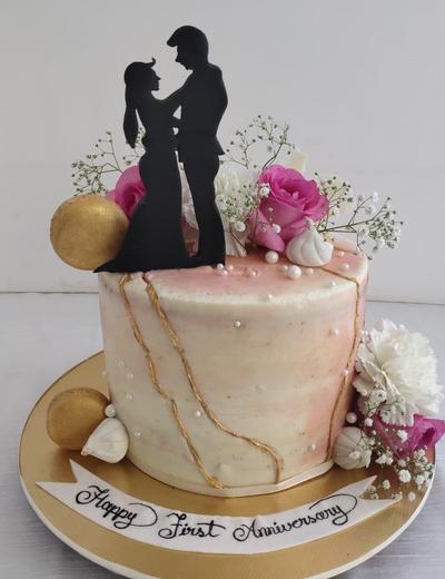 First Anniversary Gold — custom cake by Sweet Petal Cakes, Bangalore
