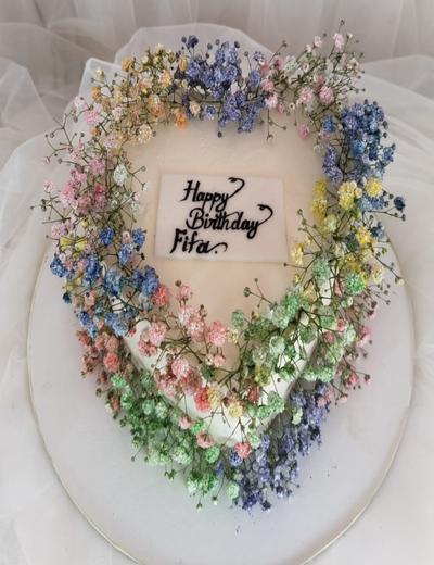 Rainbow Blossom Heart — custom cake by Sweet Petal Cakes, Bangalore
