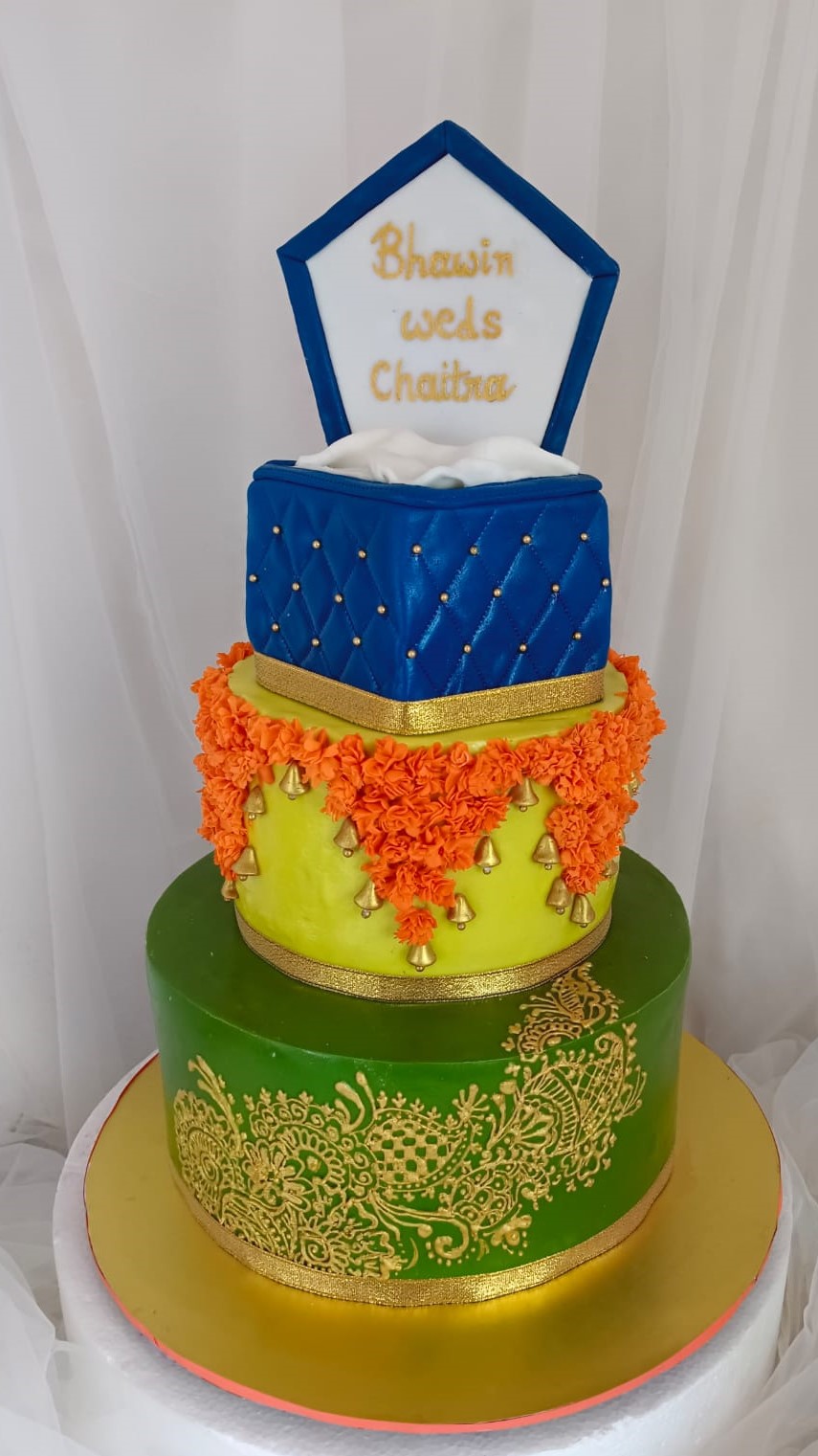 Mehndi & Marigold Bliss — custom cake by Sweet Petal Cakes, Bangalore